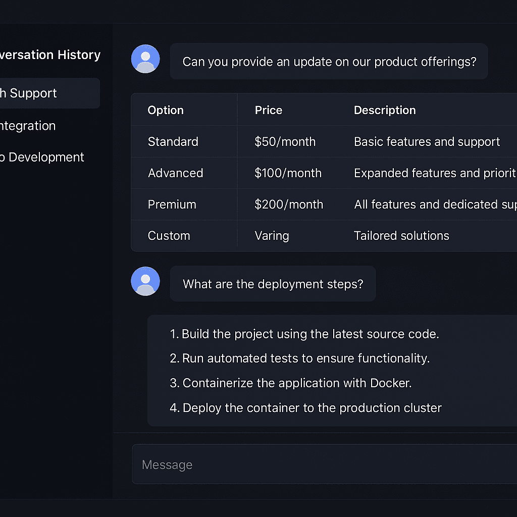 AI Chat Interface Example